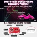 Kid's Pink 6V Battery Powered Go Kart with Remote Control and Safety Belt
