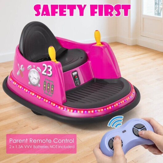 Kid's Pink Remote-Controlled Bumper Car with Long-Lasting 6V Battery