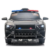 Kids Police SUV Ride-On Car with 2 Speeds, LED Lights, Music, and Parental Control - Black