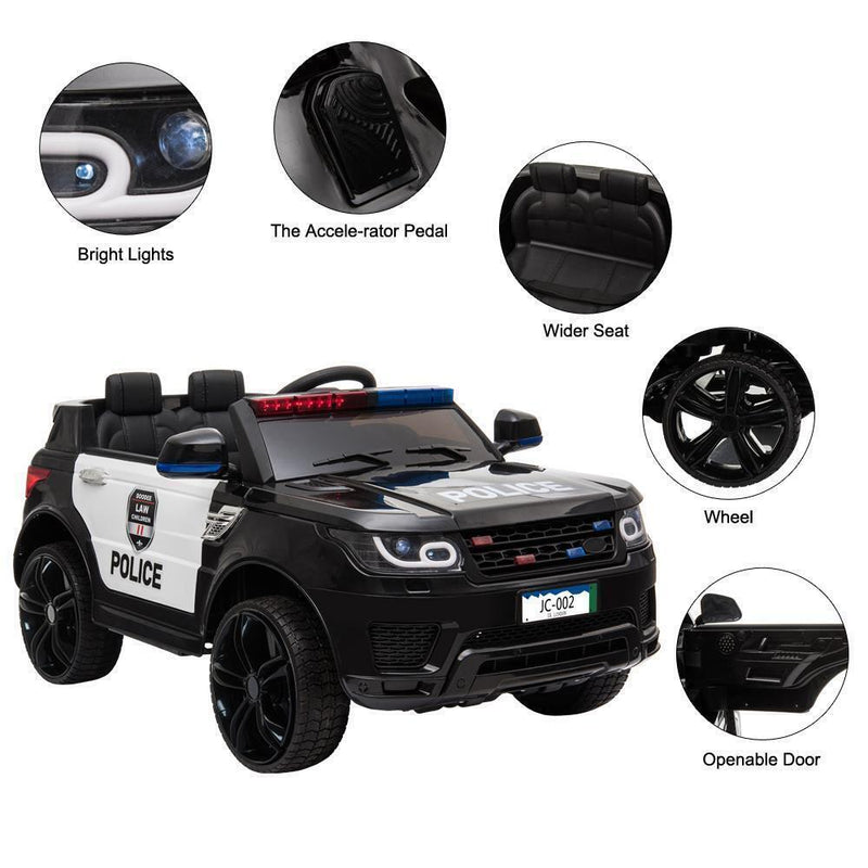 Kids Police SUV Ride-On Car with 3 Speeds, Lights, Music, and Remote Control - Perfect Xmas Gift!