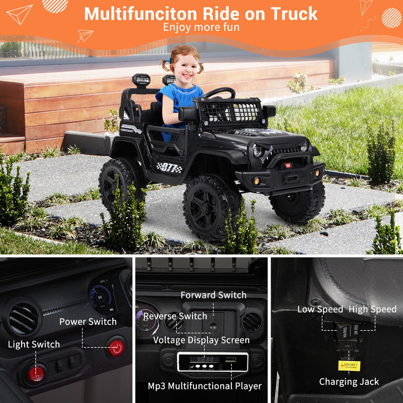 Kimbosmart 12V Electric Kids Ride On Truck Car with Remote Control and MP3 Bluetooth Integration