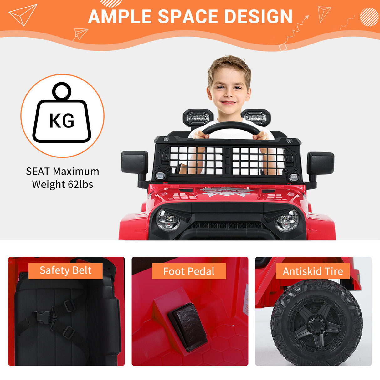 Kimbosmart 12V Kids Ride-On Truck with MP3 and Remote Control