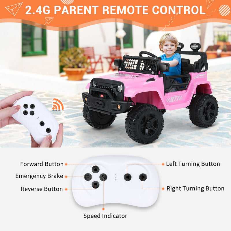 Kimbosmart 12V Kids Ride On Truck with Remote Control and Bluetooth Connectivity