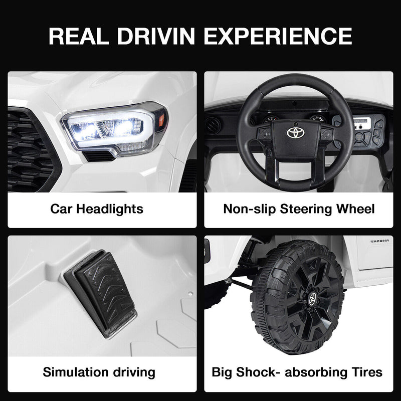 Kimbosmart 12V Licensed Toyota Tacoma Kids Ride-On Car with Charging Reminder Feature