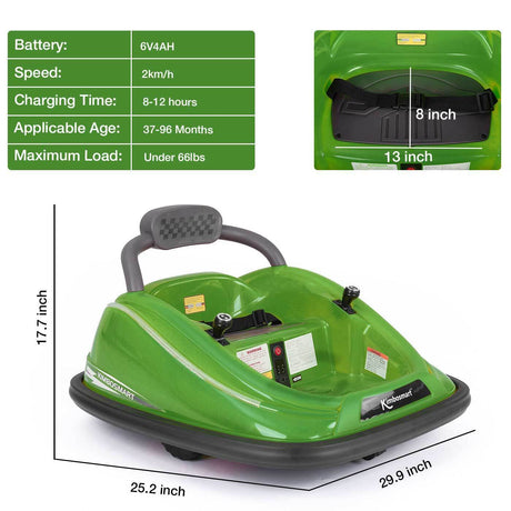 Kimbosmart DIY Electric Bumper Car for Kids with Remote Control - 6V Ride On Toy