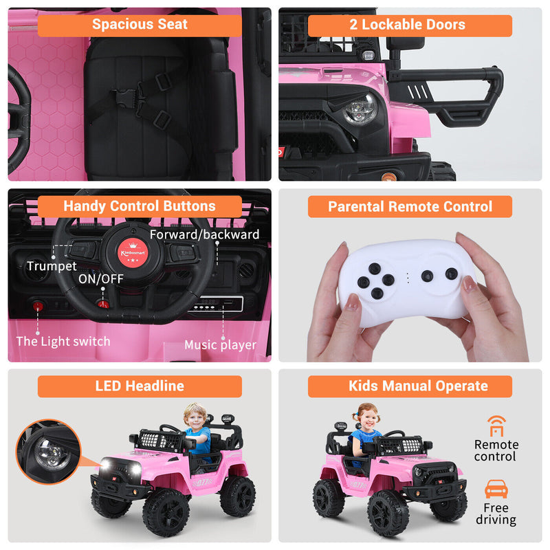 Kimbosmart Kids 12V Ride On Truck with Remote Control - Battery Powered Car for Endless Fun!