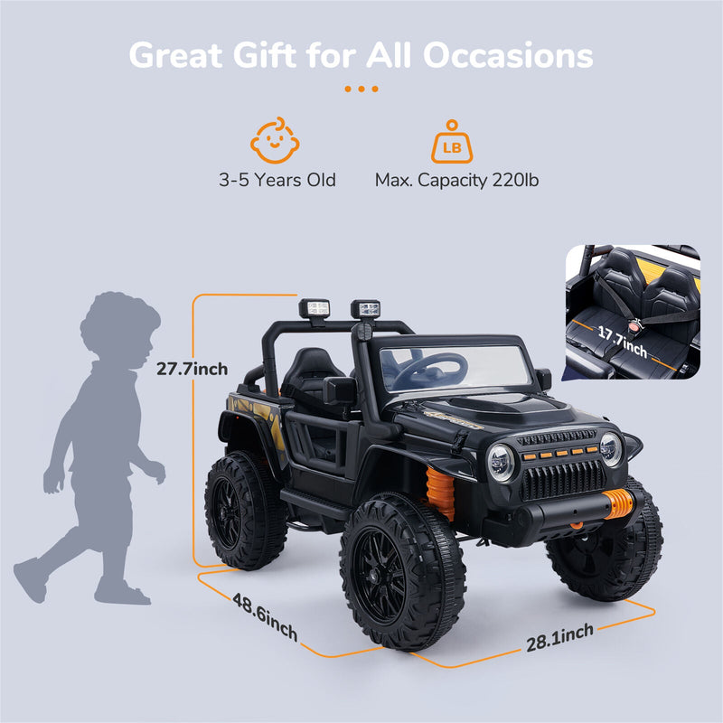 12V Electric Parent-Child Truck Ride-On Toy with Remote Control and LED Lights - 3 Speed Options