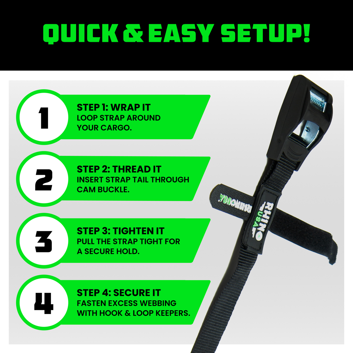 1" x 12' Lashing Tie-Down Straps