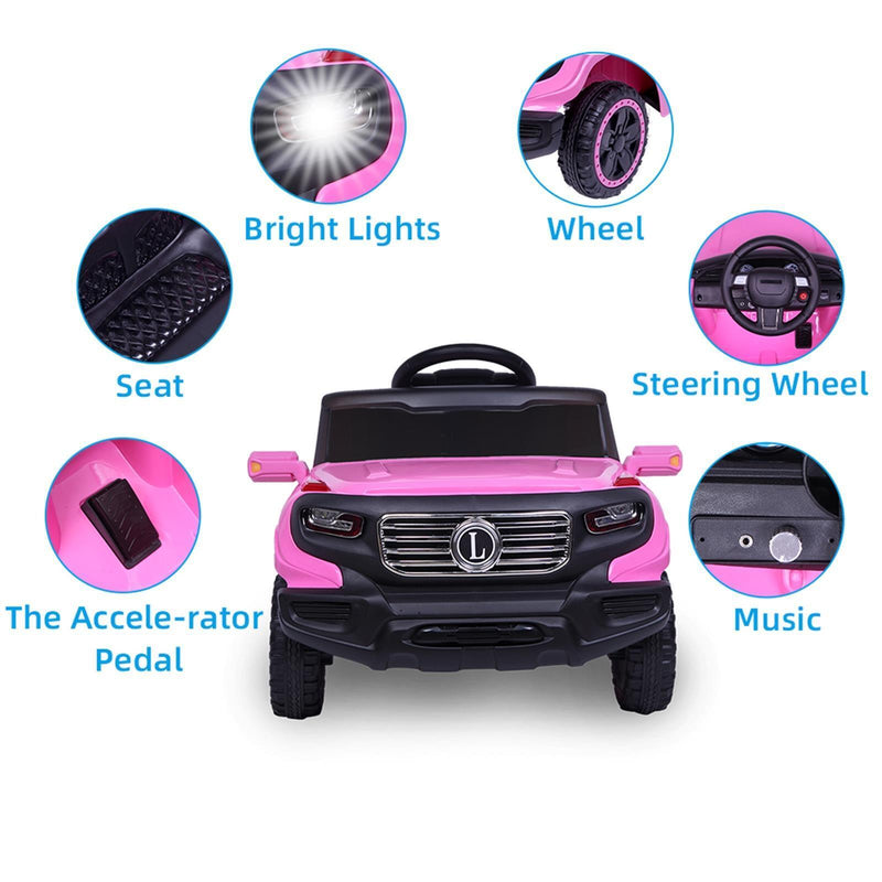 Leadzm 6V Electric Ride-On Truck for Kids with Remote Control, LED Lights, and Seat Belt