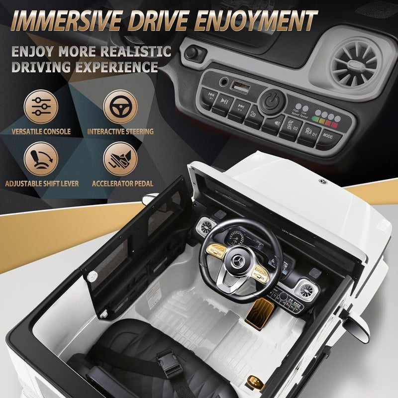 Licensed Mercedes-Benz G500 4WD Battery Powered Ride-On Car for Kids - White