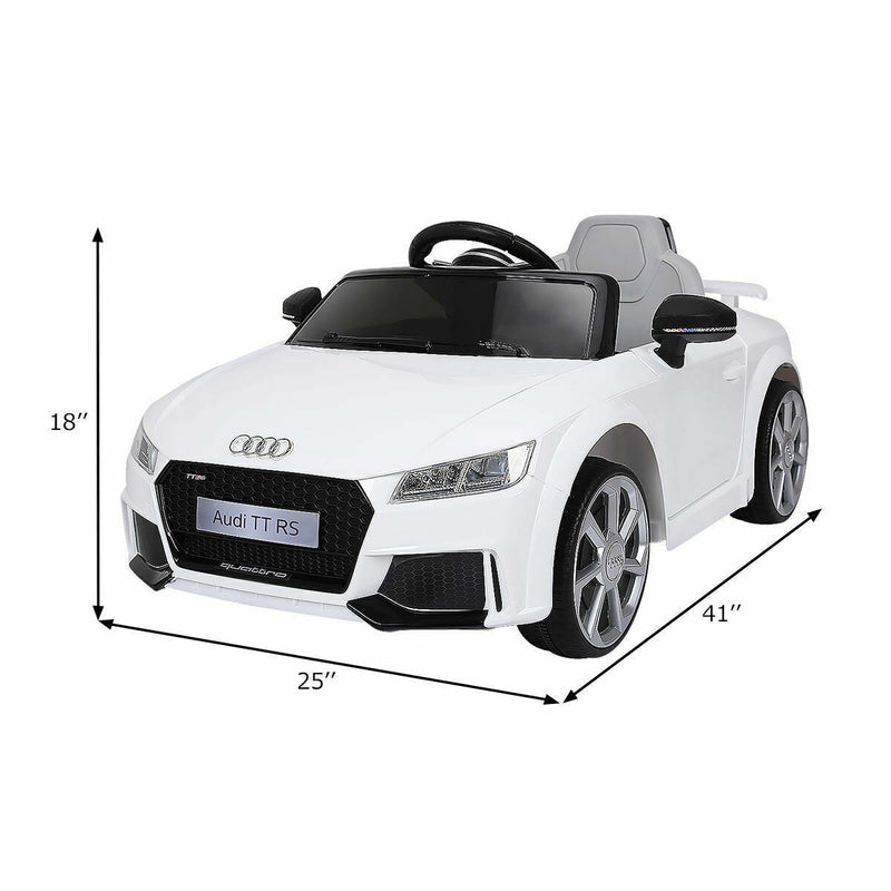 Licensed 12V Audi TT RS Electric Kids Ride On Car with Remote Control and MP3 Player - White