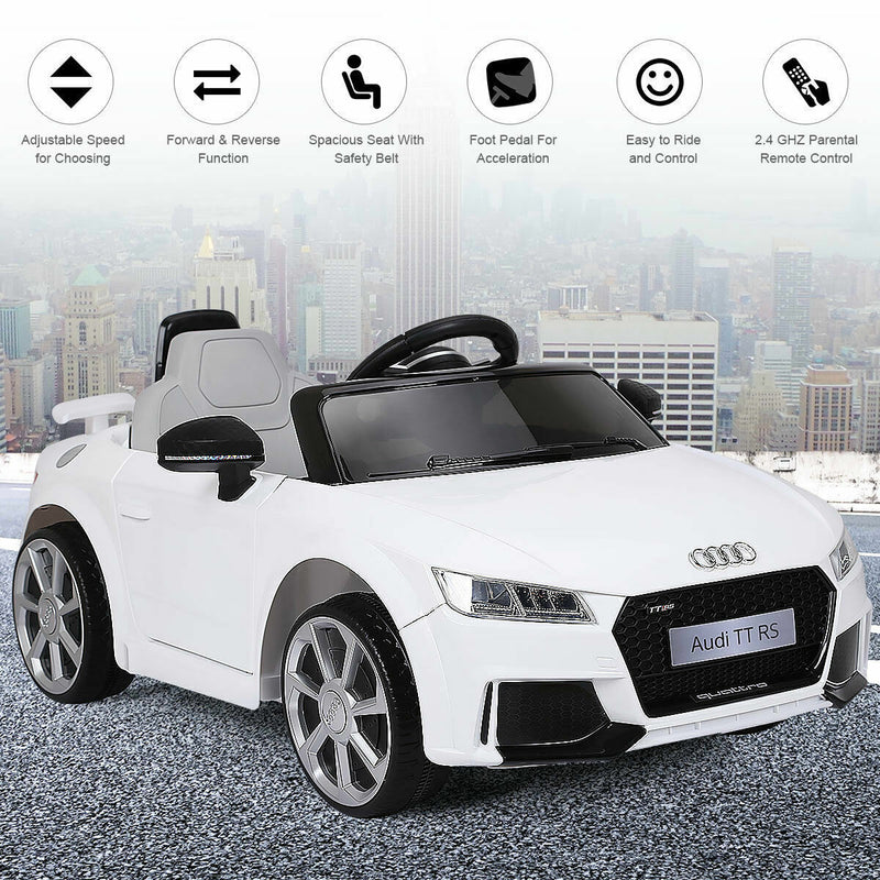 Licensed 12V Audi TT RS Electric Kids Ride On Car with Remote Control and MP3 Player - White