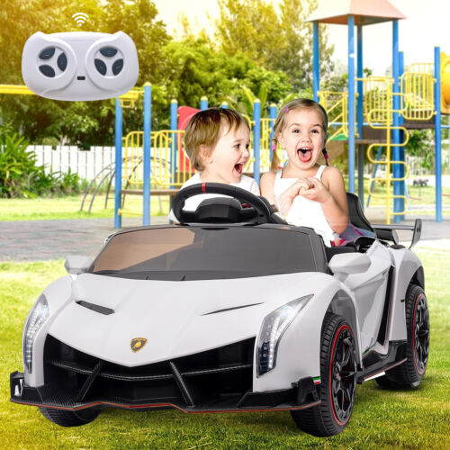 Licensed 12V Lamborghini 2-Seater Electric Ride-On Car for Kids - White