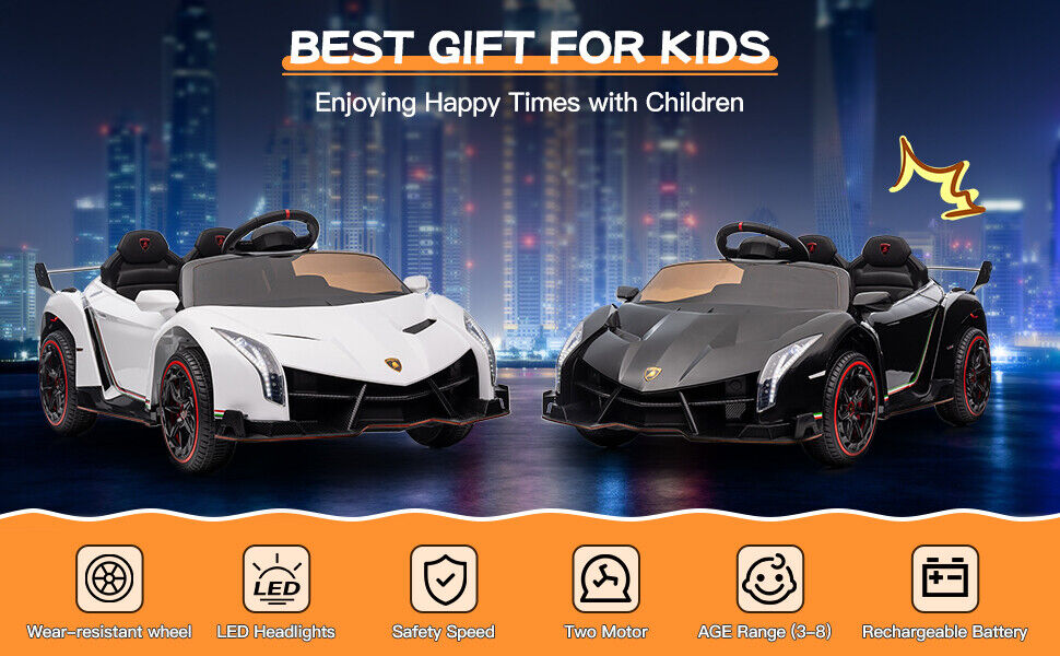 Licensed 12V Lamborghini 2-Seater Electric Ride-On Car for Kids with Remote Control