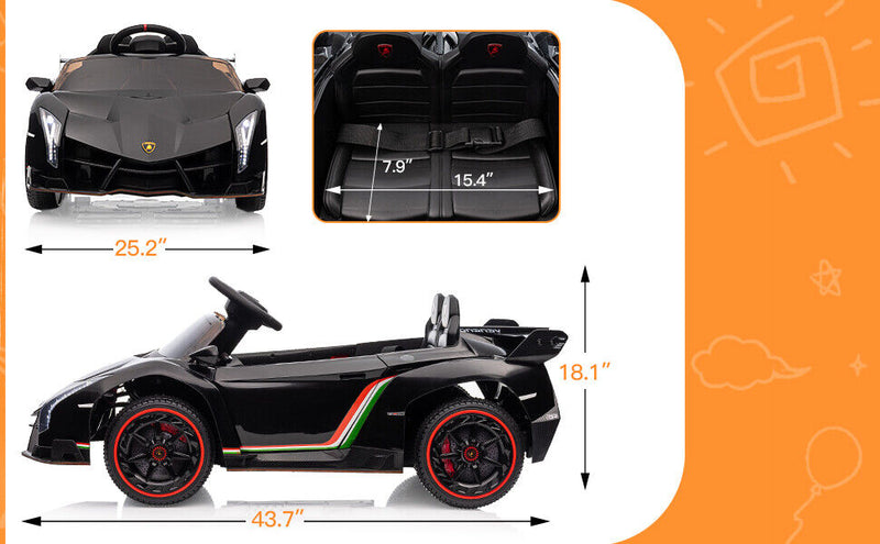 Licensed 12V Lamborghini Electric Ride-On Car for Kids with 2 Seats and Remote Control
