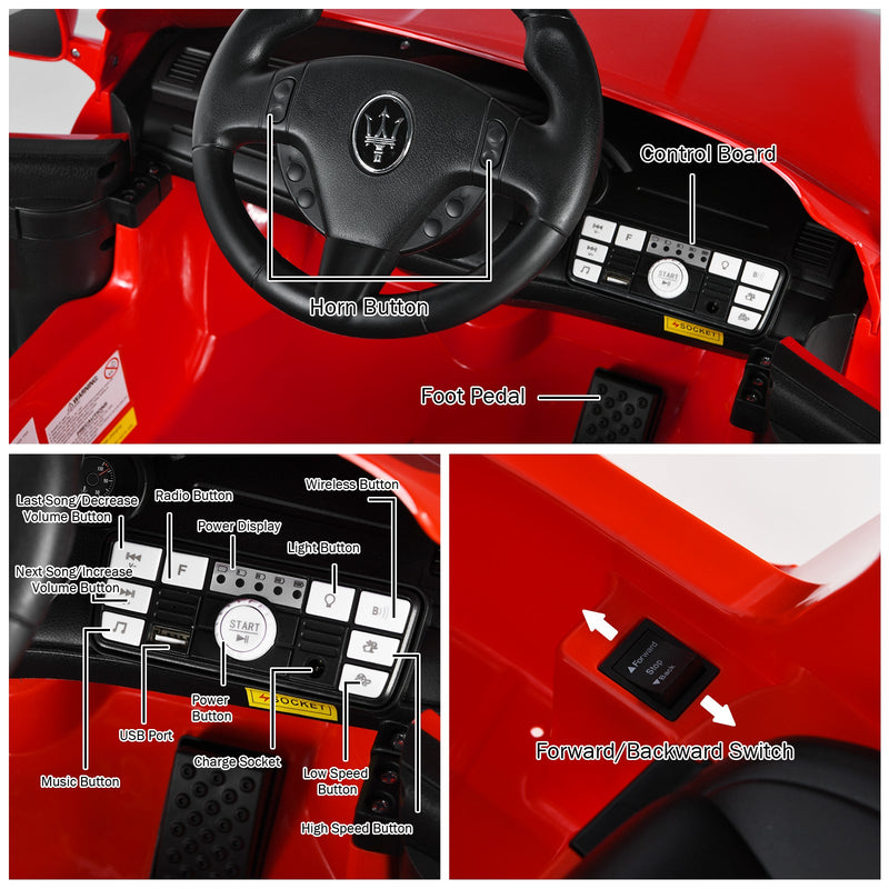 Licensed 12V Maserati GranCabrio Kids Ride On Car with Remote Control and Lights