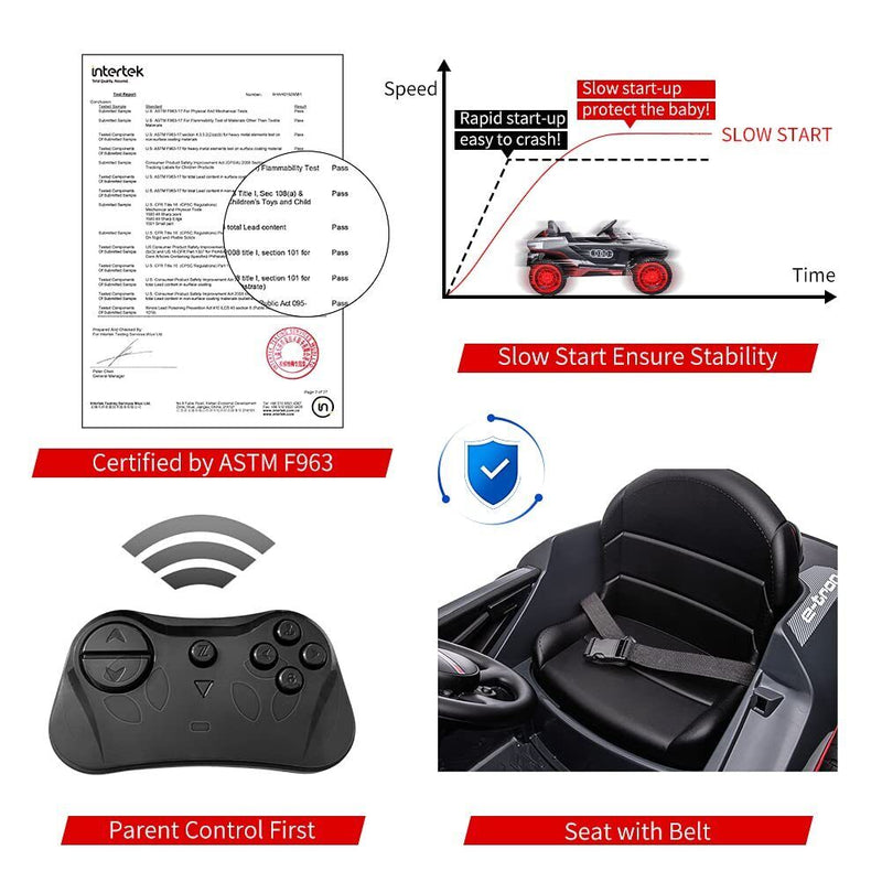 Licensed 12V Sporting Car for Kids with Remote Control and 2 Speed Options