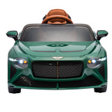 Licensed 2.4G Electric 12V Kids Ride On Car with 3 Speeds - Bentley Green