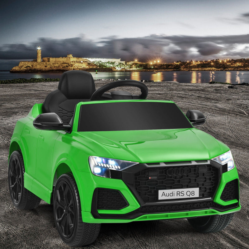 Licensed Audi RS Q8 12V Ride-On Car for Kids with Lights, Music, and Remote Control in Green