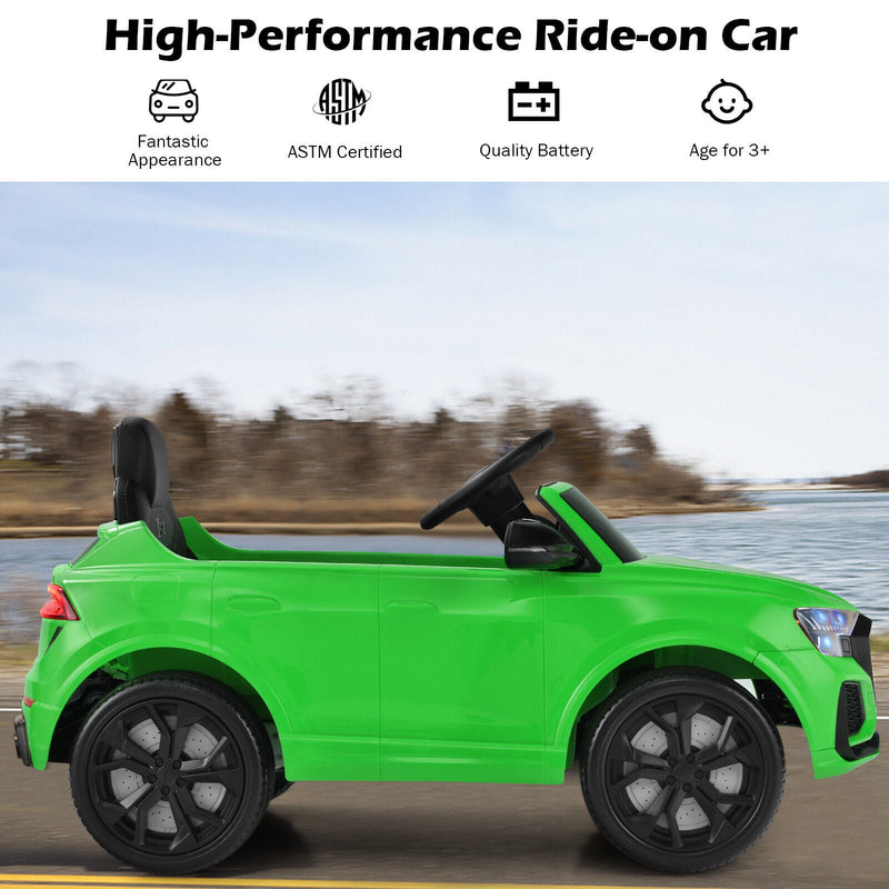 Licensed Audi RS Q8 12V Ride-On Car for Kids with Lights, Music, and Remote Control in Green