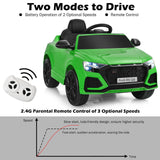 Licensed Audi RS Q8 12V Ride-On Car for Kids with Remote Control, Lights, and Music in Green