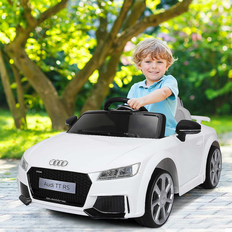 Licensed Audi TT RS Electric Ride-On Car for Kids with Remote Control and MP3 Player - White