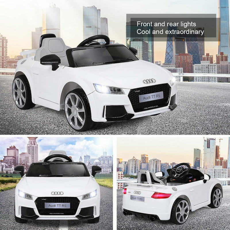 Licensed Audi TT RS Electric Ride-On Car for Kids with Remote Control and MP3 Player - White