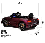 Licensed Bentley 12V Ride On Car with Radio, Remote Control, MP3 Player - Available in Multiple Colors for Kids