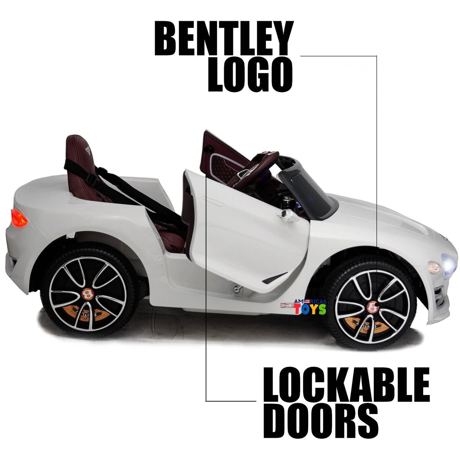Licensed Bentley 12V Ride On Car with Radio, Remote Control, MP3 Player - Available in Multiple Colors for Kids