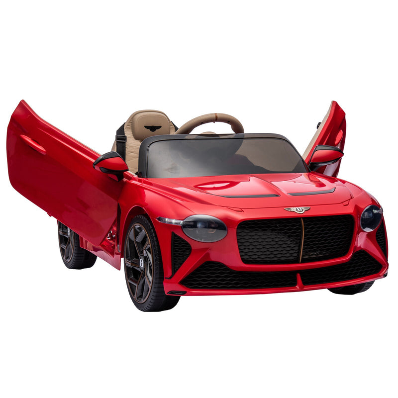 Licensed Bentley 2.4G Electric Ride-On Car for Kids - 3 Speeds, Remote Control, 12V Battery, Red