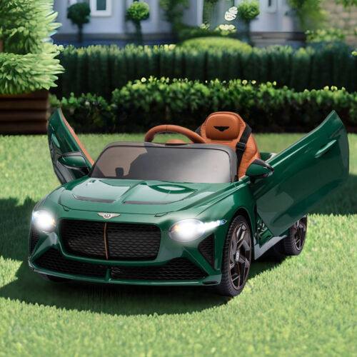 Licensed Bentley 2.4G Kids Ride On Car with Remote Control, 3 Speeds, and 12V Battery - Green