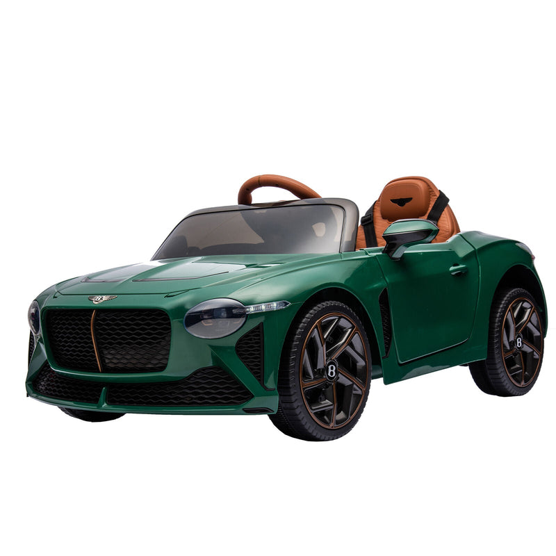 Licensed Bentley 2.4G Kids Ride On Car with Remote Control, 3 Speeds, and 12V Battery - Green