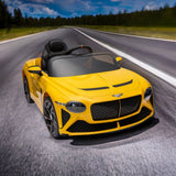 Licensed Bentley 2.4G Kids Ride On Car with Remote Control, 3 Speeds, and 12V Battery in Yellow
