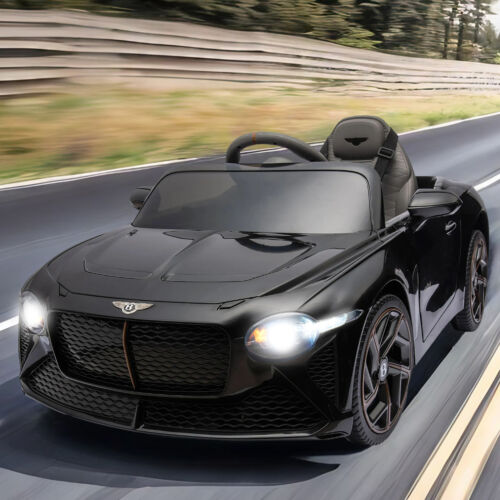 Licensed Bentley 2.4G RC Kids Ride On Car with 3 Speeds - Electric 12V 7A in Sleek Black