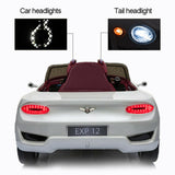 12V Electric Ride-On Car for Kids with Remote Control, LED Lights, and MP3 Player - Bentley Style in White