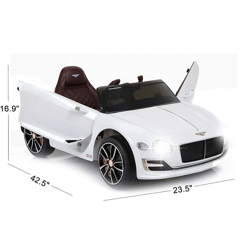 12V Electric Ride-On Car for Kids with Remote Control, LED Lights, and MP3 Player - Bentley Style in White