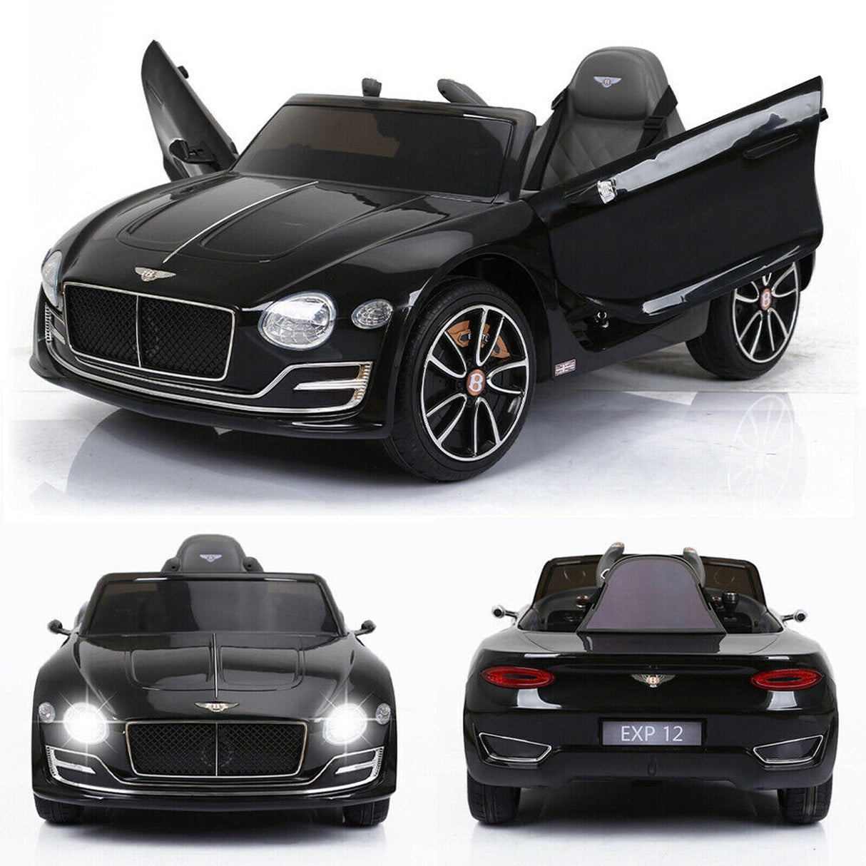 12V Bentley Style Kids Ride On Electric Toy Car with Remote Control and LED Lights
