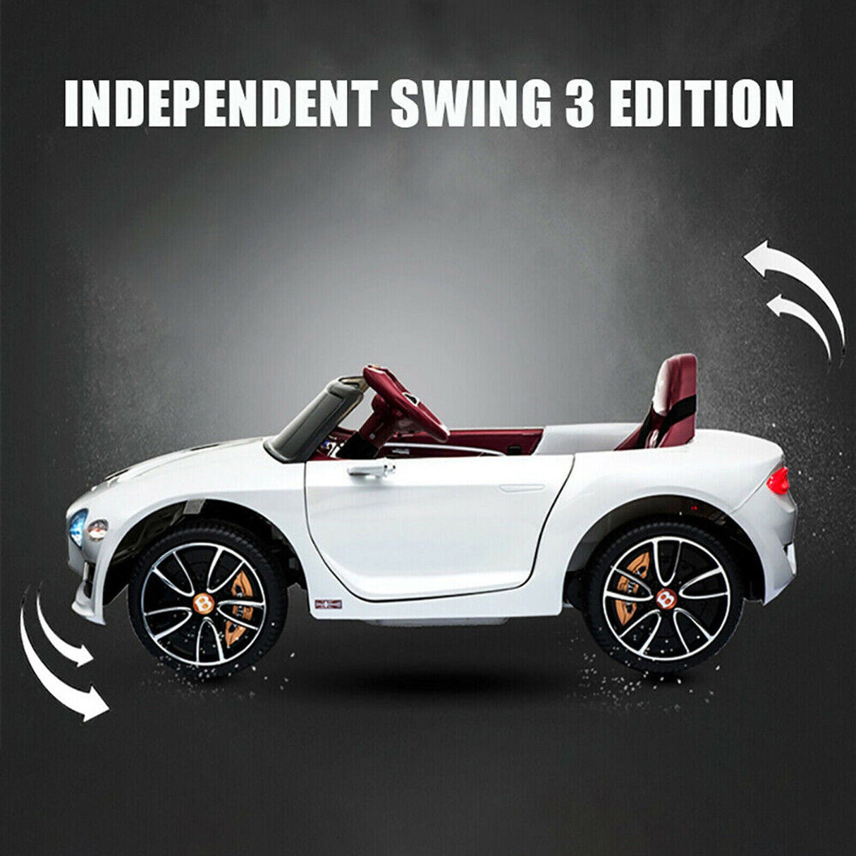 Electric Kids Ride-On Car with Remote Control, LED Lights, MP3 Player, and Bentley-Inspired Design - 12V