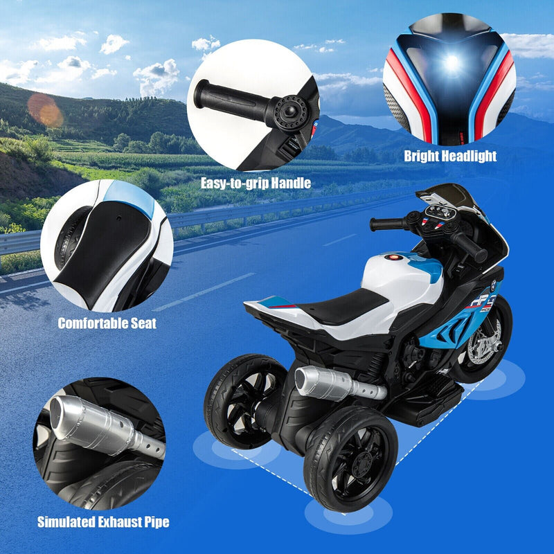 Licensed BMW 3-Wheel Electric Ride-On Motorcycle for Kids with Light and Music