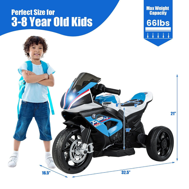 Licensed BMW 3-Wheel Electric Ride-On Motorcycle for Kids with Light and Music
