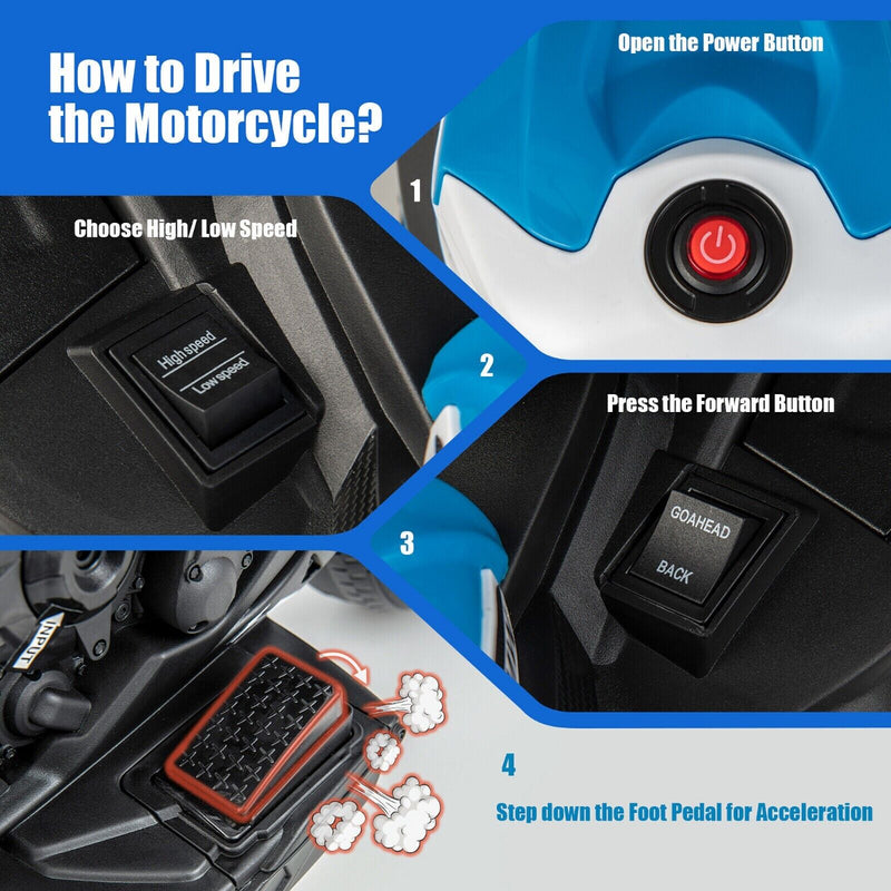 Licensed BMW 3-Wheel Electric Ride-On Motorcycle for Kids with Light and Music