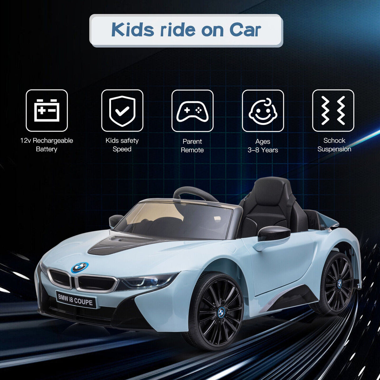Licensed BMW I8 Electric Ride-On Car for Kids with 2.4G Remote Control