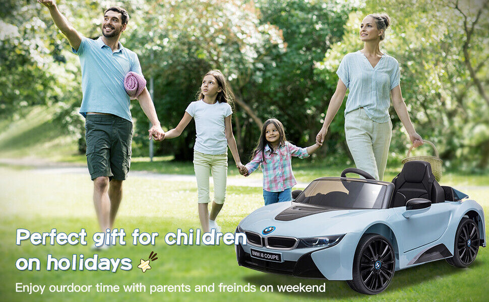 Licensed BMW I8 Electric Ride-On Car for Kids with MP3 and Remote Control - Blue