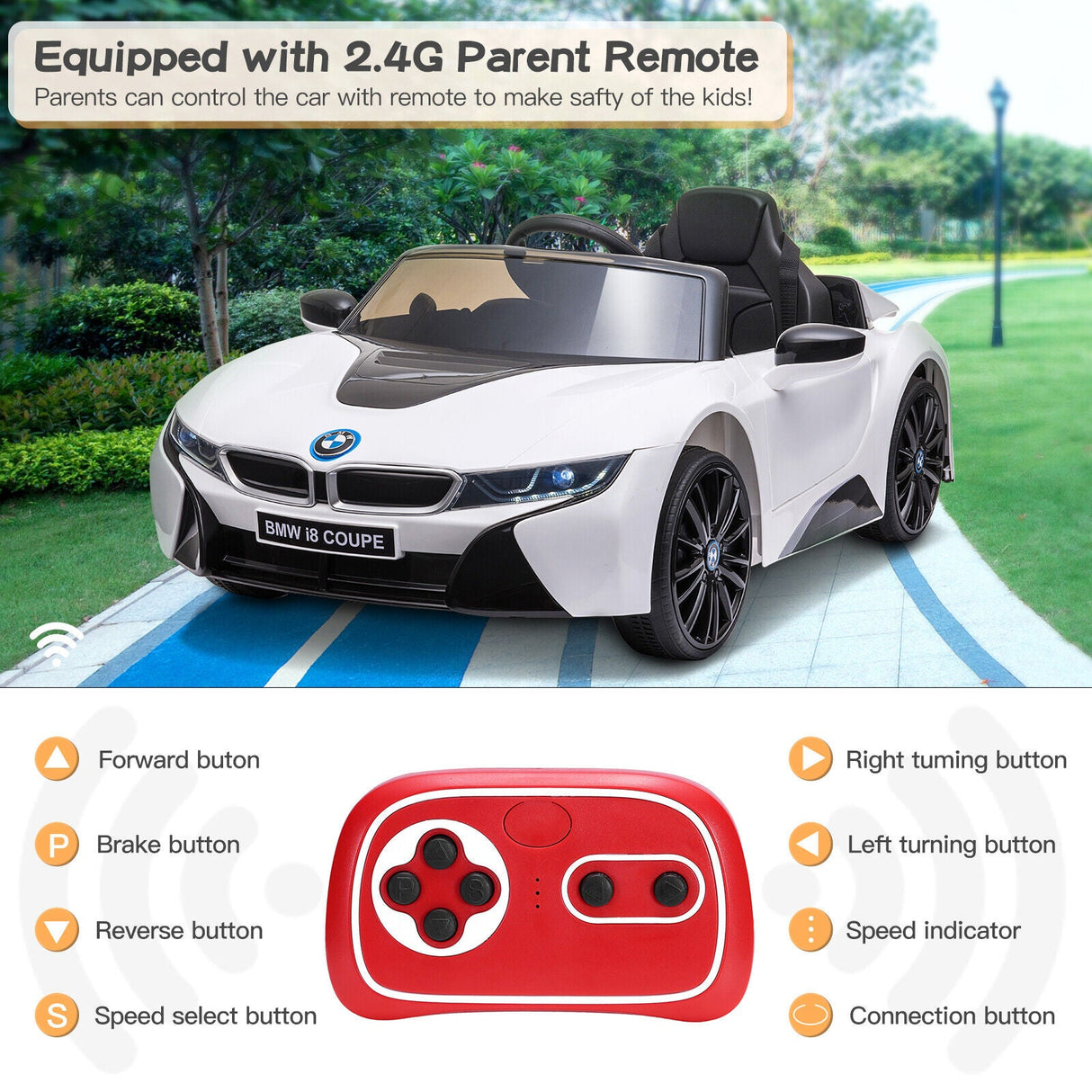 Licensed BMW I8 Electric Ride-On Car for Kids with Remote Control - 12V