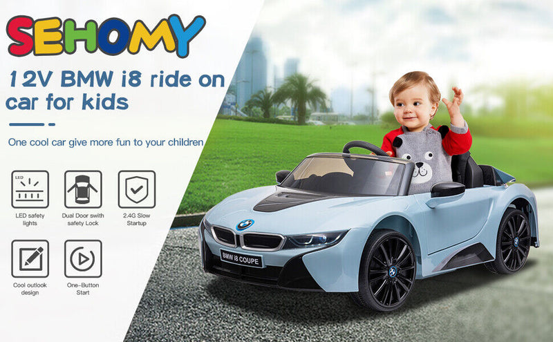 Licensed BMW i8 Electric Ride-On Car for Kids with Remote Control and LED Lights - 12V