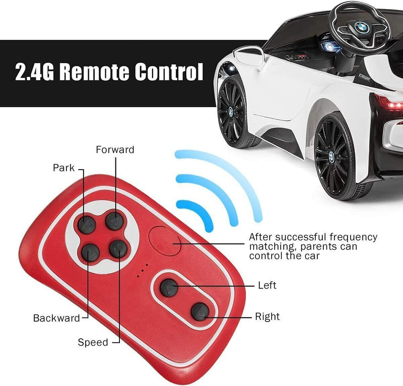 BMW I8 Electric Ride-On Car for Kids with Remote Control and MP3 Player - White