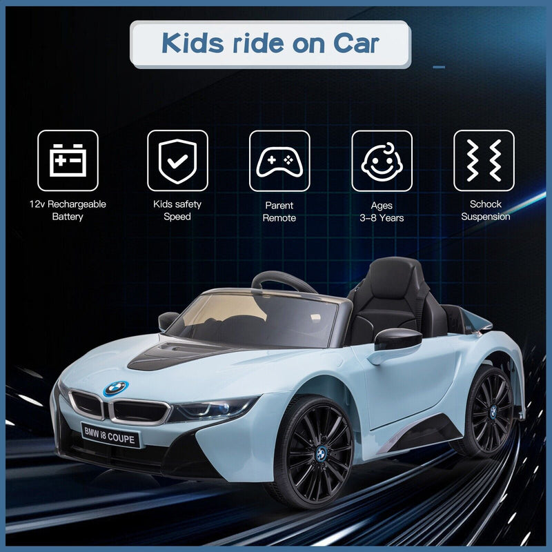 Licensed BMW I8 Style 12V Electric Ride On Car for Kids with LED Lights, Music, and Remote Control