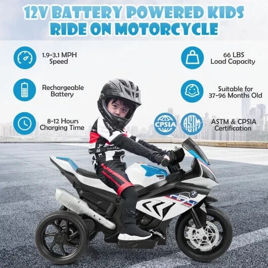 Licensed BMW Multi-Terrain Kids Motorcycle Ride-on Toy - 12V Battery Powered for Toddlers