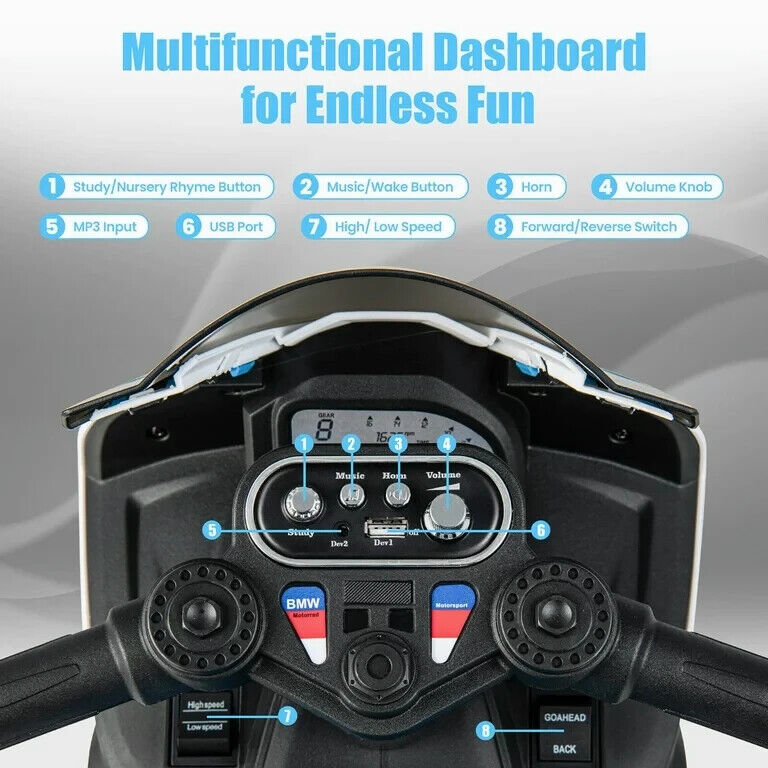 Licensed BMW Multi-Terrain Kids Motorcycle Ride-on Toy - 12V Battery Powered for Toddlers