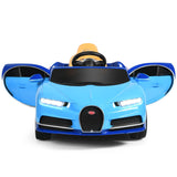 Licensed Bugatti Chiron Kids Ride On Car with RC, Music & USB - 12V Blue